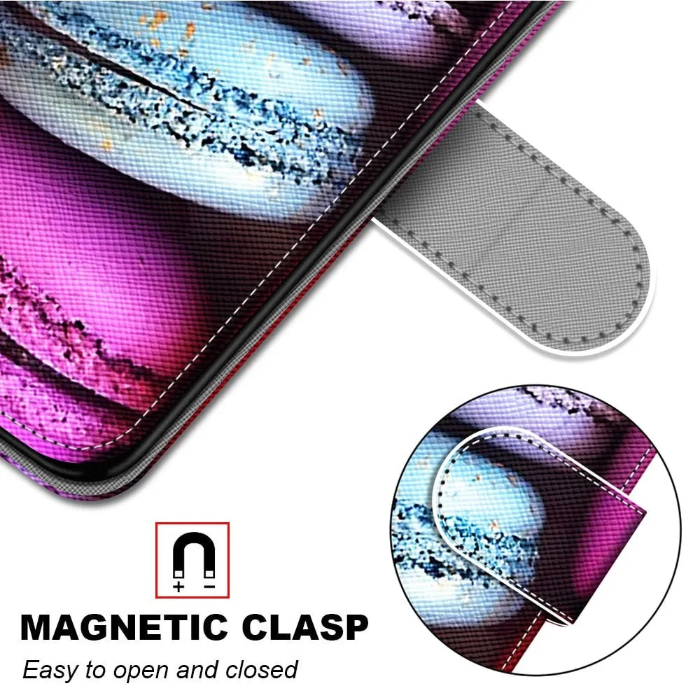 Anymob Samsung Case Cute Rockstar Cat Magnetic Flip Leather Card Slot Wallet Phone Cover Protection