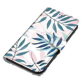 Anymob Samsung Case Green Leaf Magnetic Flip Leather Card Slot Wallet Phone Cover Protection