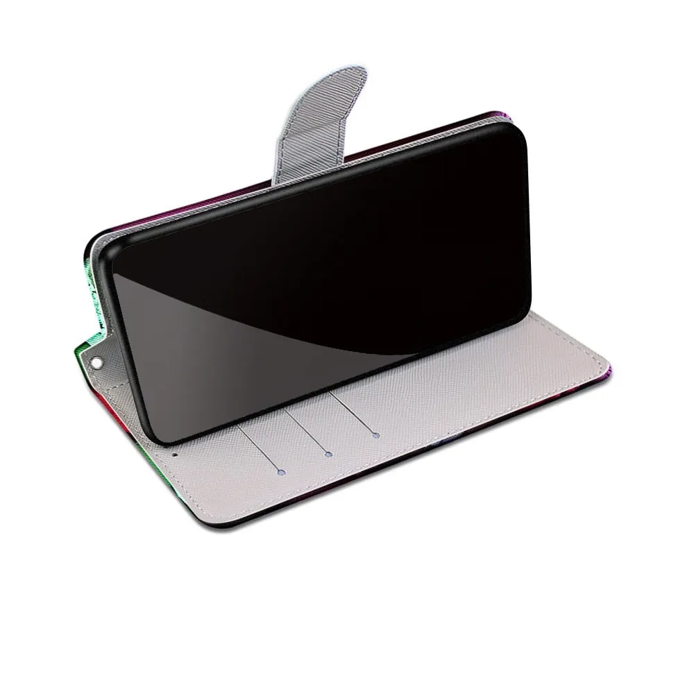 Anymob Samsung Case Green Leaf Magnetic Flip Leather Card Slot Wallet Phone Cover Protection