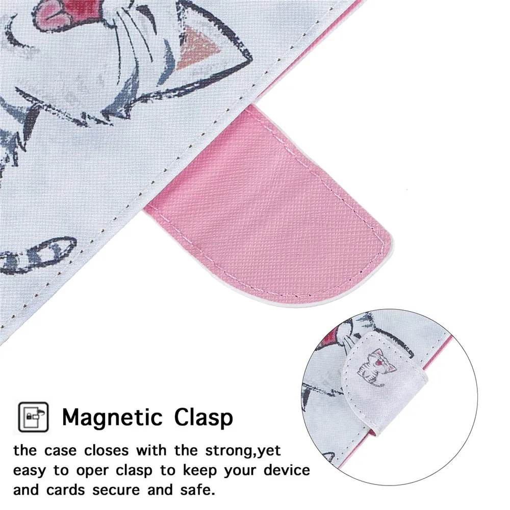 Anymob Samsung Case Multicolor Heart Design Cartoon Flip Leather Wallet Phone Cover Protection