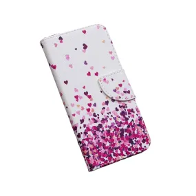 Anymob Samsung Case Multicolor Heart Design Flip Leather Wallet Phone Cover Protection