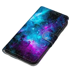 Anymob Samsung Case Sky Blue Magnetic Flip Leather Card Slot Wallet Phone Cover Protection