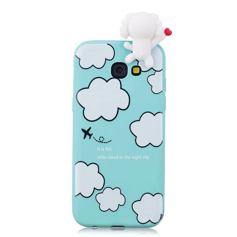 Anymob Samsung Case Sky Blue Soft Silicone 3D Unicorn Panda Phone Cover Protection