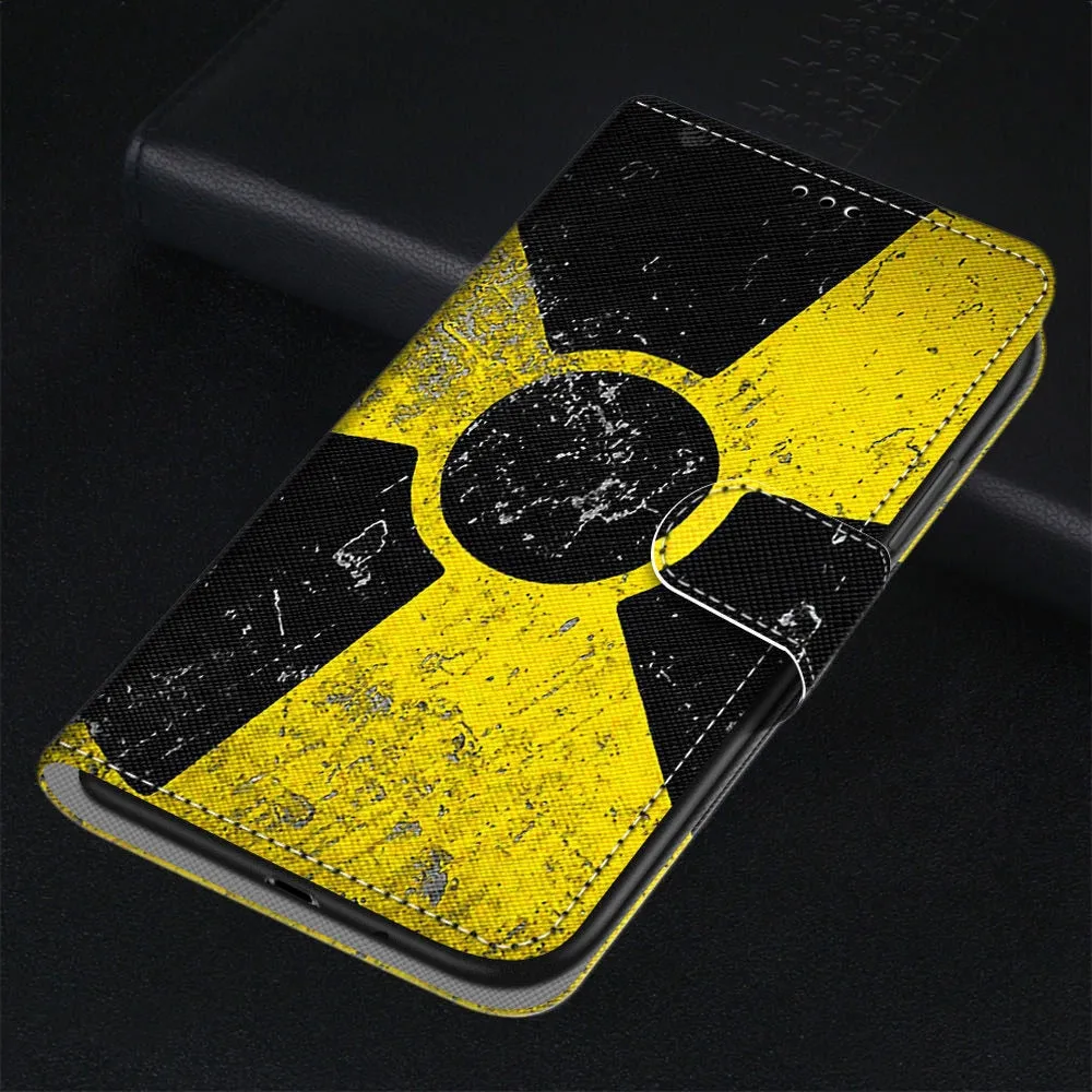 Anymob Samsung Case Yellow and Black Magnetic Flip Leather Card Slot Wallet Phone Cover Protection