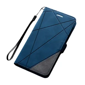 Anymob Samsung Navy Blue Flip Case Leather Phone Wallet Cover Protection