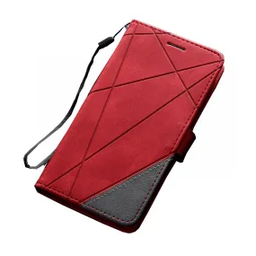 Anymob Samsung Red Luxury Leather Case Mobile Phone Cover Protection