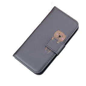 Anymob Xiaomi Redmi Black and Brown Otter Flip Case Leather Phone Wallet Cover Protection