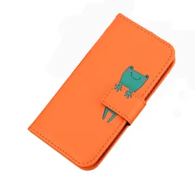 Anymob Xiaomi Redmi Orange and Green Frog Flip Case Leather Phone Wallet Cover Protection