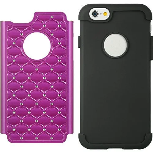 Apple iPhone 6s Plus Case / 6 Plus Case Crystal Rhinestone Slim Hybrid Dual Layer Case - Purple/Black