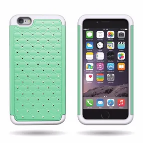 Apple iPhone 6s Plus Case / 6 Plus Case Crystal Rhinestone Slim Hybrid Dual Layer Case - Teal/White 2
