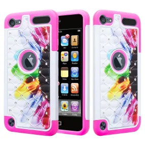 Apple iPod Touch 5 / Touch 6 Diamond Rhinestone Studded [Impact/Shock Resistant] Hybrid Dual Layer Case for Apple iPod Touch 5 / Touch 6 - Sunflower