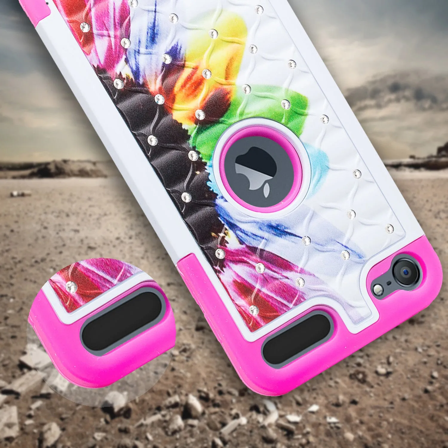 Apple iPod Touch 5 / Touch 6 Diamond Rhinestone Studded [Impact/Shock Resistant] Hybrid Dual Layer Case for Apple iPod Touch 5 / Touch 6 - Sunflower