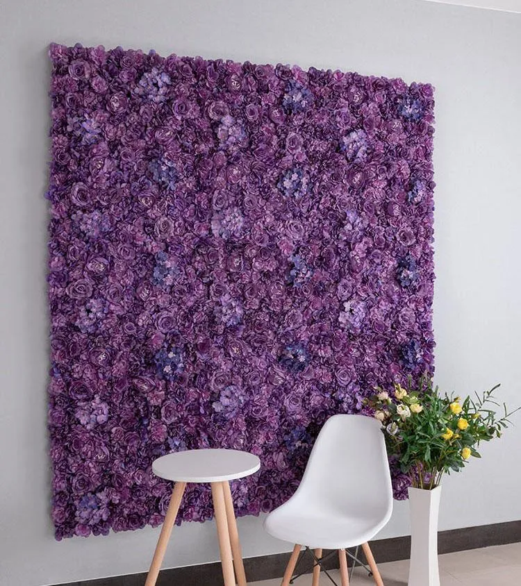 Backdrop Panel Roses Hydrangea Mat purple Artificial Flower Wall
