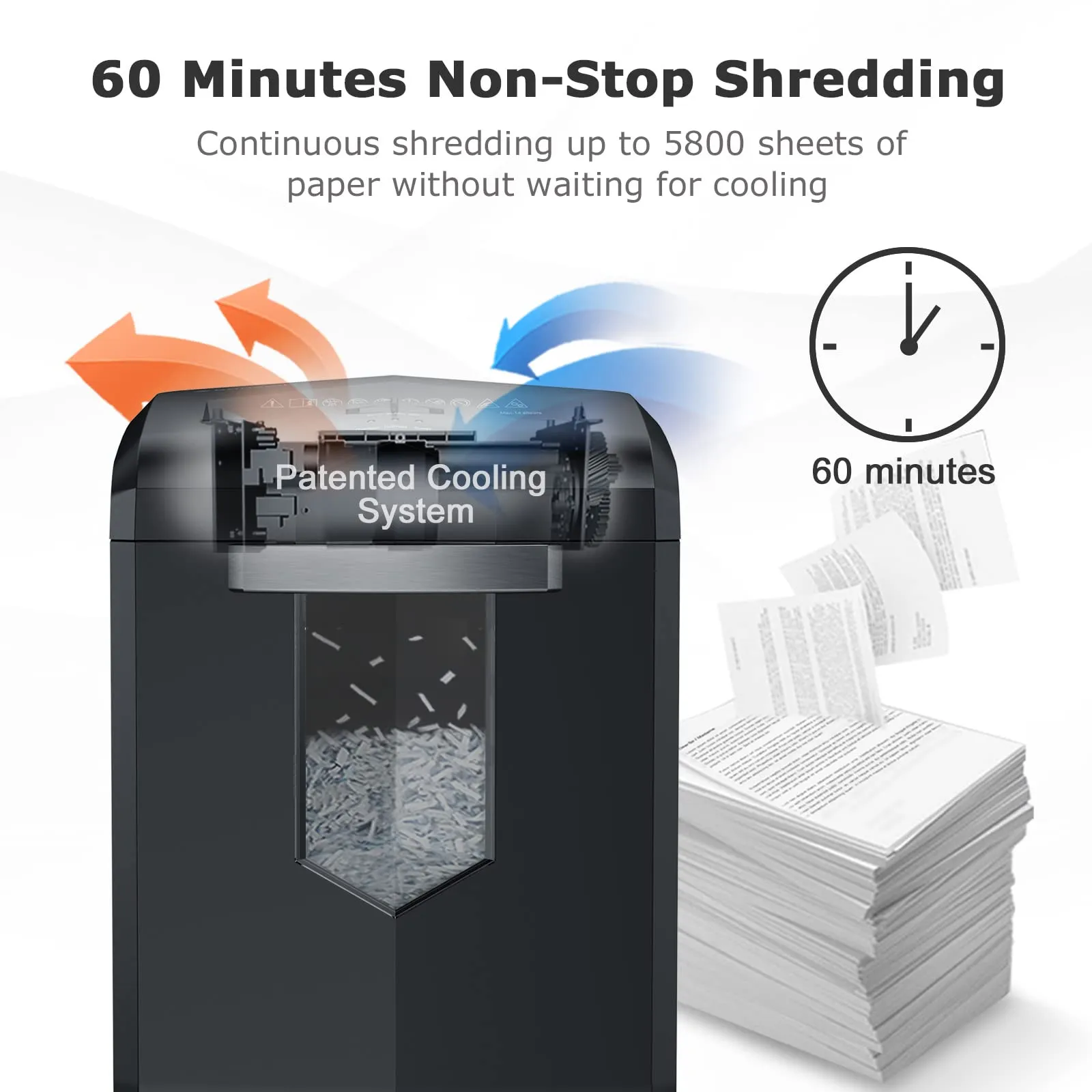 Bonsaii Paper Shredder, 18-Sheet 60-Minutes Shredder for Office Heavy Duty Cross-Cut Shredder with 6 Gallon Pullout Basket & 4 Casters(C149-C)