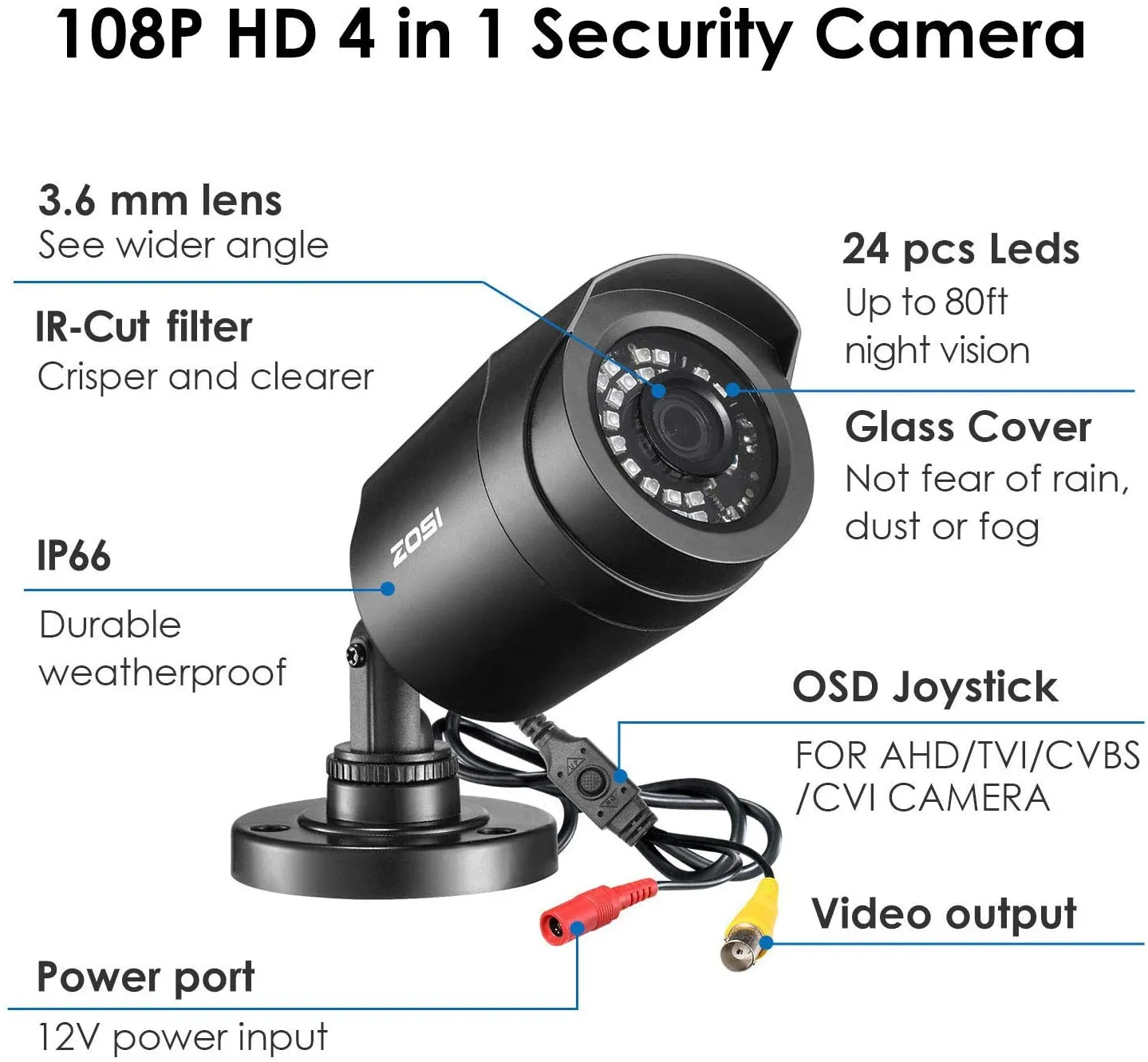 C106 1080P TVI CVI AHD CVBS CCTV Security Camera (ZG1062C)