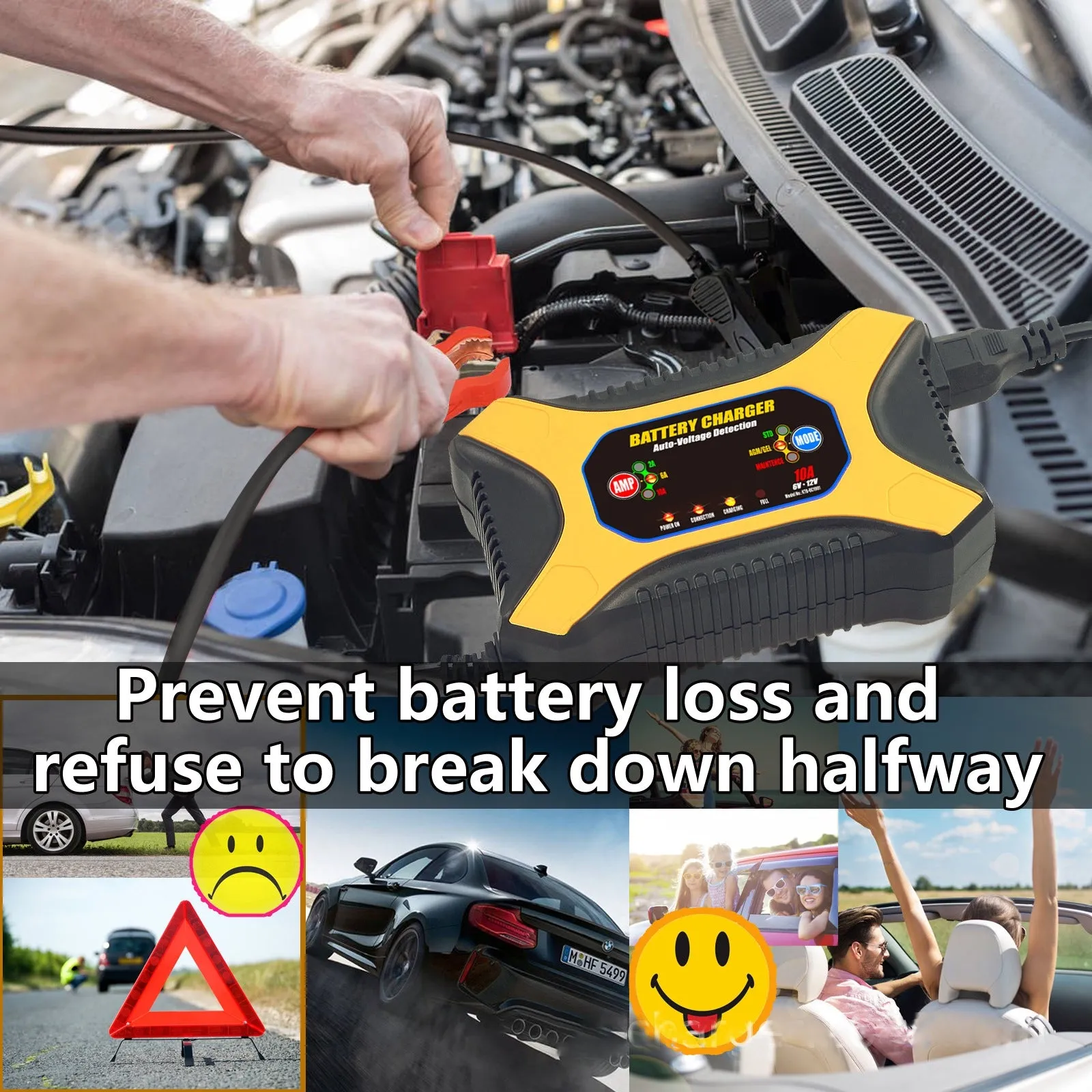 Car Battery Charger Lead-acid Battery Power Supply Adapter for