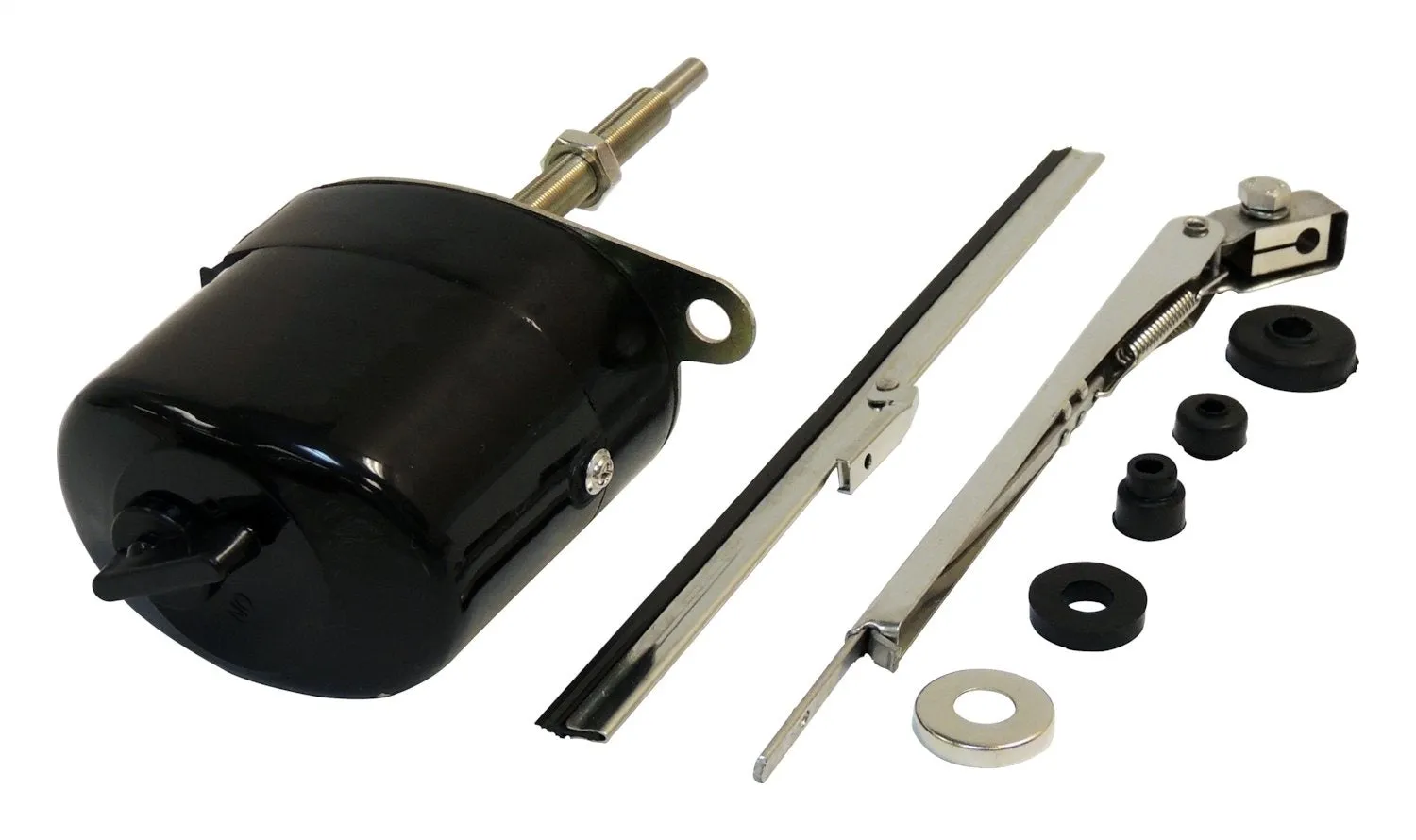 Crown Automotive Jeep Replacement 12V Wiper Motor Kit; 12 Volt Motor; Incl. Motor/Arm/Blade/Mounting Grommets;