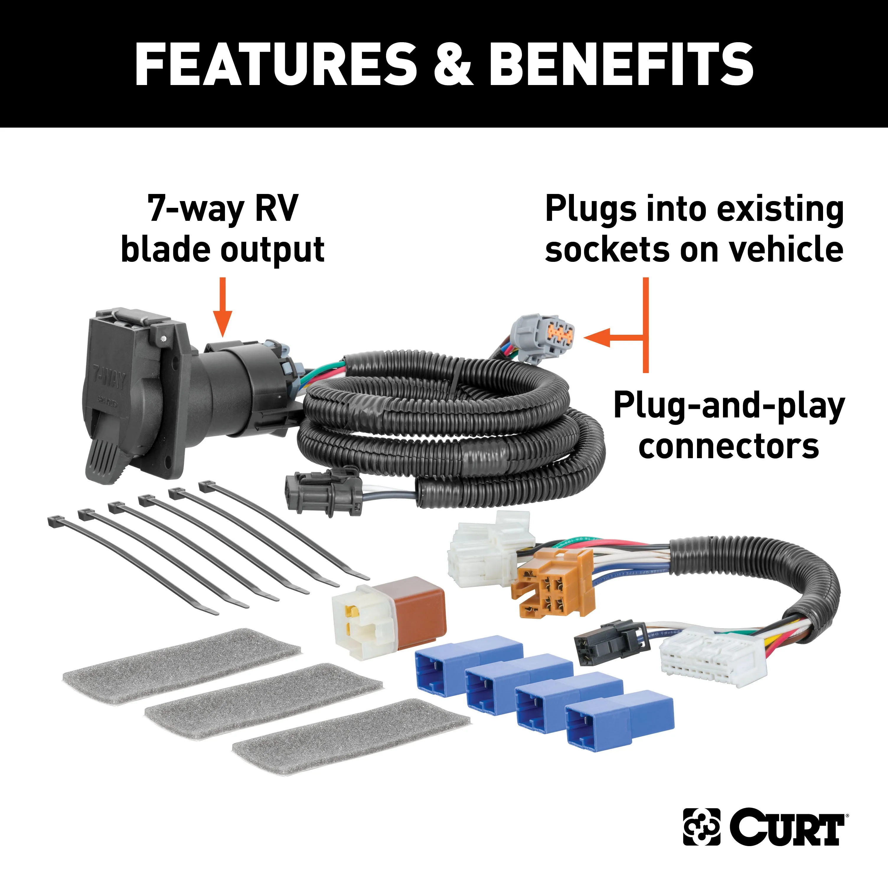 CURT 56357 Custom 7-Way RV Blade; Select Pathfinder; JX35; QX60; OEM Tow Package Required
