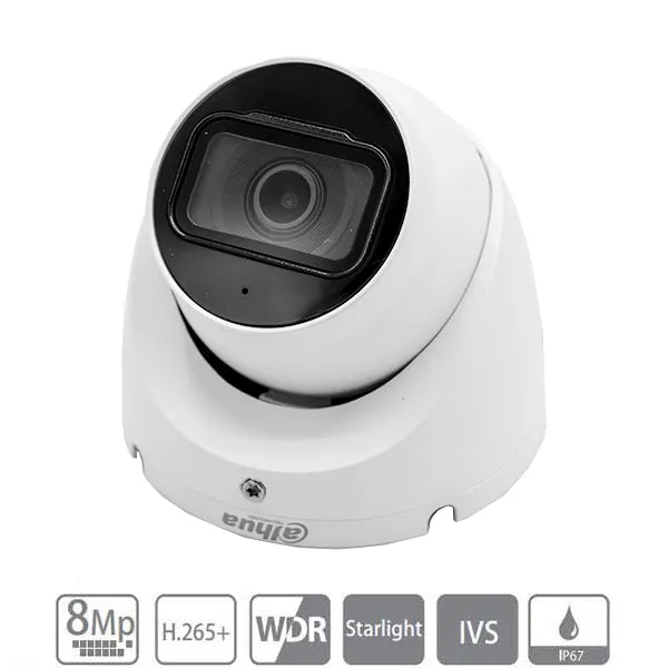 Dahua / IP Camera Kit / 12 x 8MP Dome Camera / 2.8mm Fixed Lens / 16-Channel / 4K NVR / 4TB HDD / IP67 / Starlight / DH-N468L124A