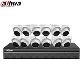 Dahua / IP Camera Kit / 12 x 8MP Dome Camera / 2.8mm Fixed Lens / 16-Channel / 4K NVR / 4TB HDD / IP67 / Starlight / DH-N468L124A