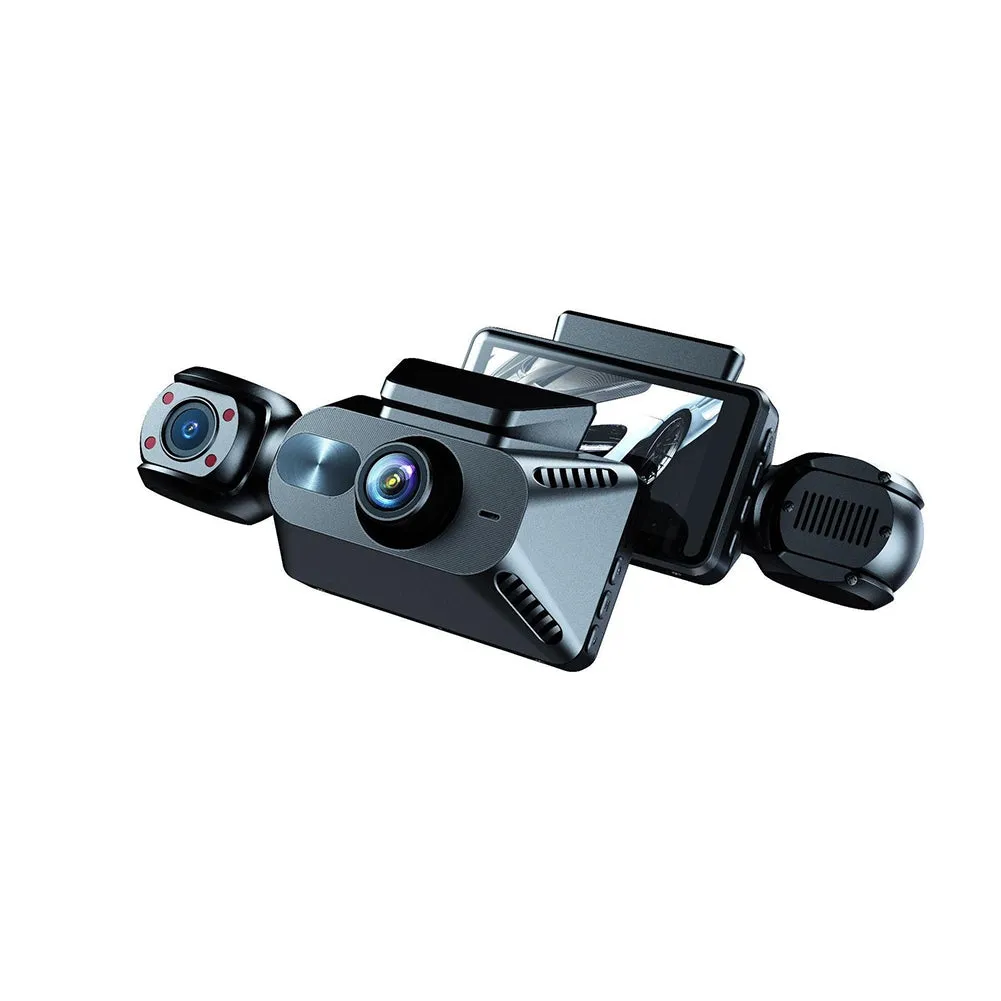 Dash Cam Front Rear Inside 3 Channel Dash Camera 3.0 Inch Ips