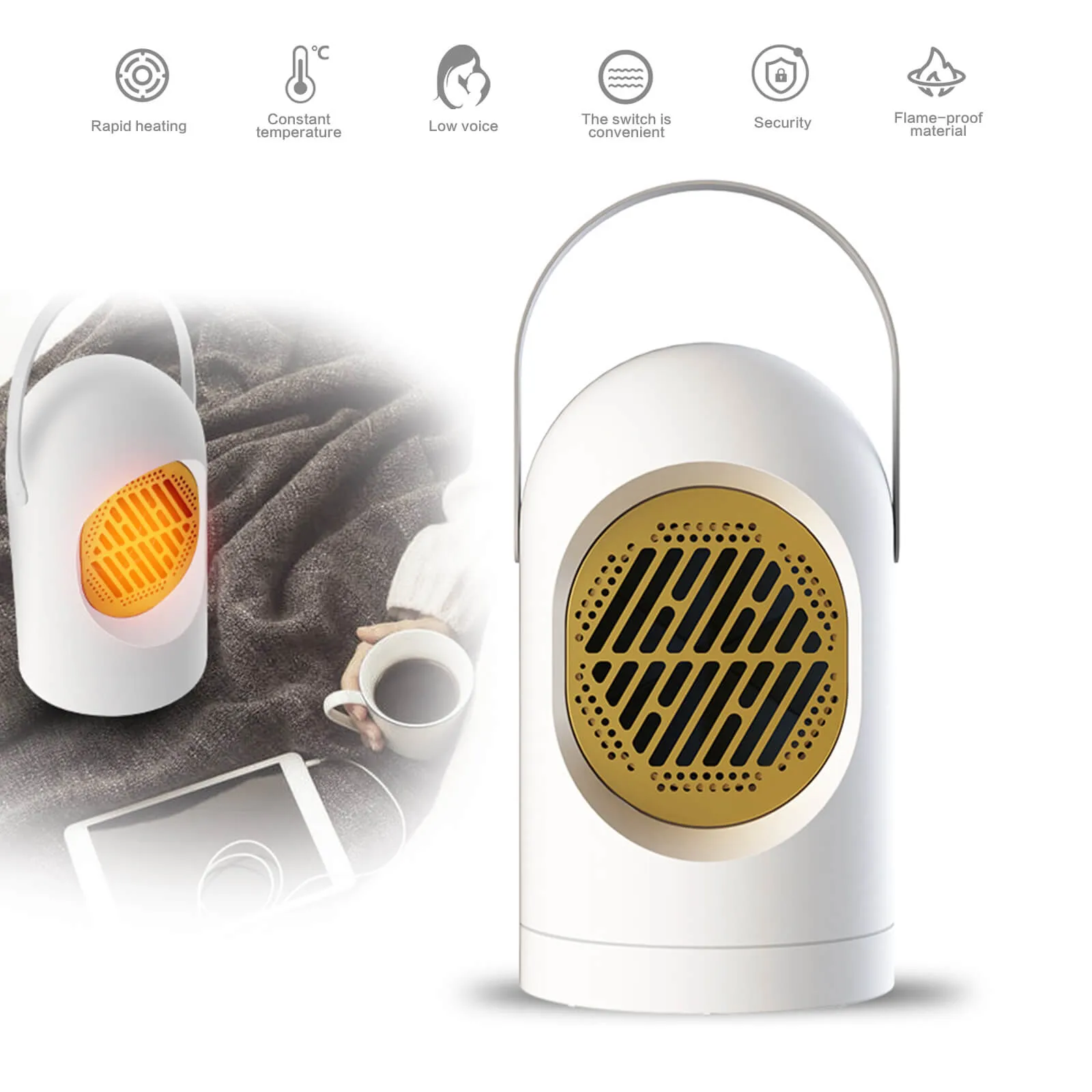 Electric Portable Space Heater with Thermostat Fast Heating