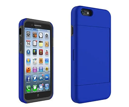 For Apple iPhone 6s / 6 Case, Hybrid Dual Layer Armor with Card Slot[Kickstand] Case for Iphone 6S/6 - Blue