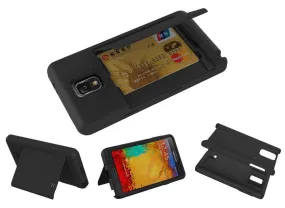 Galaxy Note 4 Case, Hybrid Dual Layer [Shock Resistant] Armor with Card Slot[Kickstand] Case for Samsung Galaxy Note 4 - Black