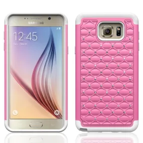 Galaxy Note 5 Case, Crystal Rhinestone Studded Hybrid Dual Layer Shock Absorbent Case for Samsung Galaxy Note 5 - Pink/White