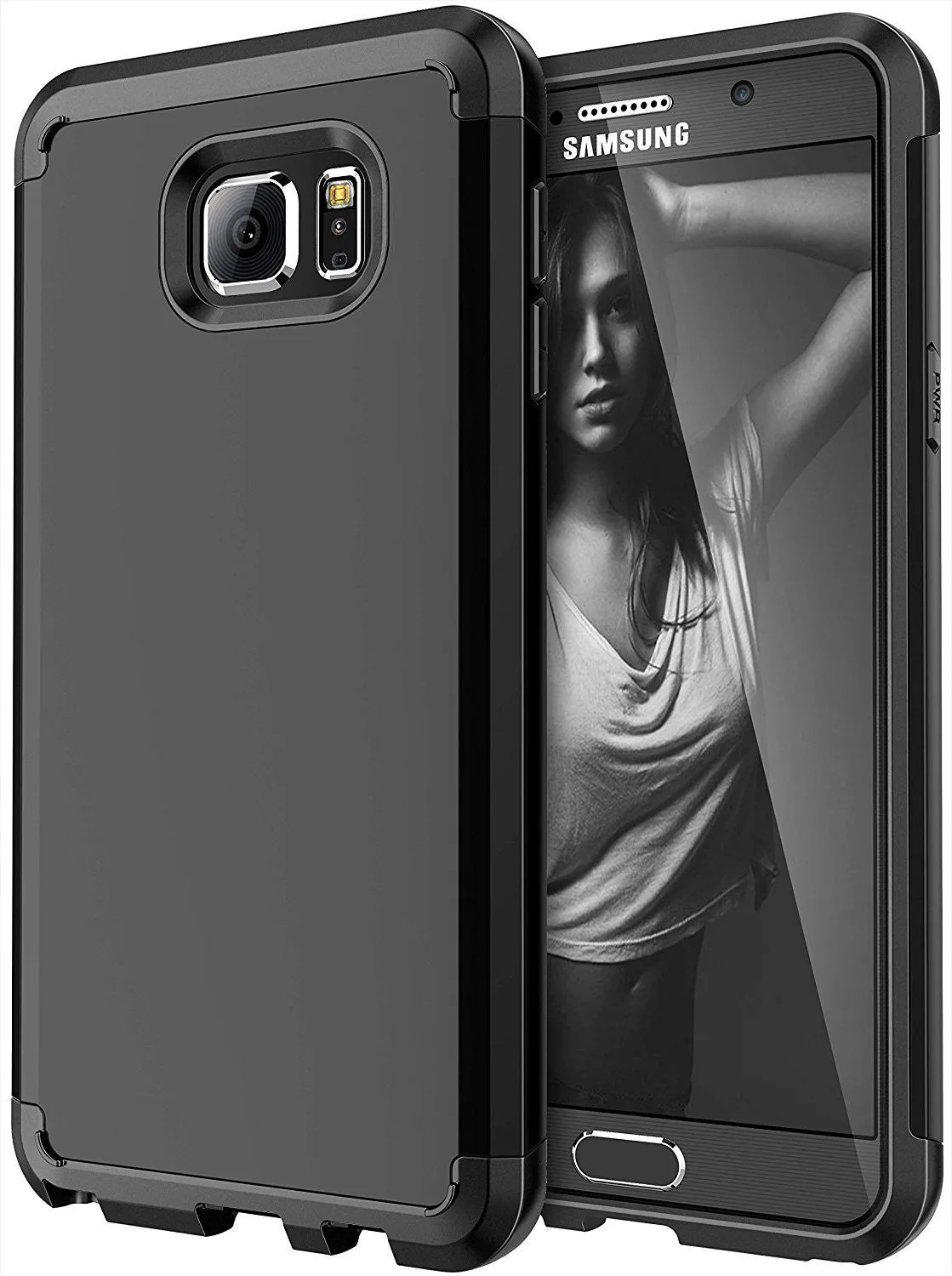 Galaxy Note 5 Case, Slim Hybrid Dual Layer [Shock Resistant] Case Cover for Samsung Galaxy Note 5 - Black