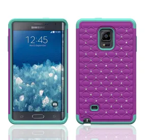 Galaxy Note Edge Case, Crystal Rhinestone Studded Hybrid Dual Layer Shock Resistant Case for Samsung Galaxy Note Edge - Purple/Black