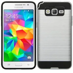 Galaxy On5 Case, Slim Hybrid [Impact/Shock Resistant] Dual Layer Case for Samsung Galaxy On5 - Brush Silver