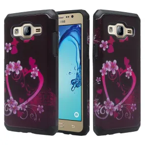 Galaxy On5 Case, Slim Hybrid [Impact/Shock Resistant] Dual Layer Case for Samsung Galaxy On5 - Heart Butterflies