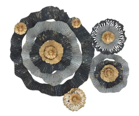 Golden & Balck & Grey Flowers Wall Decor