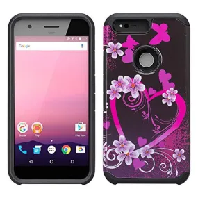 Google Pixel Case, Slim Hybrid Dual Layer Armor Case Cover for Google Pixel - Coverlab - Heart Butterflies
