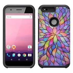 Google Pixel XL Case, Slim Hybrid Dual Layer Armor Case Cover for Google Pixel XL - Rainbow Flower