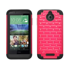 HTC Desire 510 Case, Diamond Rhinestone Slim Hybrid Case - Red
