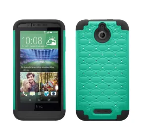 HTC Desire 510 Case, Diamond Rhinestone Slim Hybrid Case - Teal/Black
