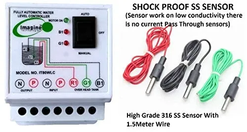 imagine technologies Fully Automatic Metal Water level Controller and Indicator with 3 Sensors (White) - Pack of 1