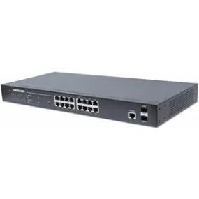 Intellinet 16-Port Gigabit Ethernet PoE  Web-Managed Switch with 2 SFP Ports