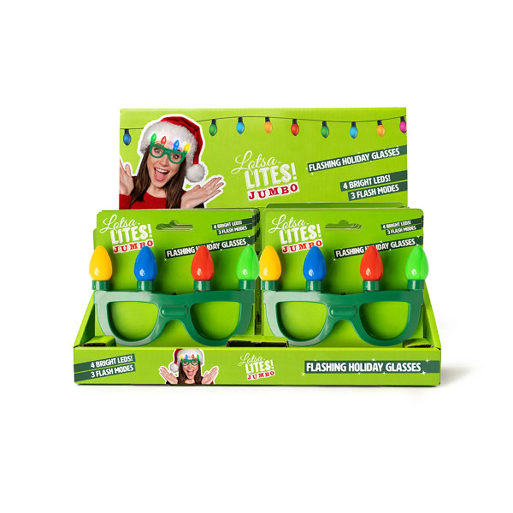 Jumbo Christmas Flashing Glasses, 1 Count