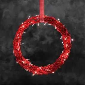 Konstsmide Red Wreath of Wooden Twigs with LEDs