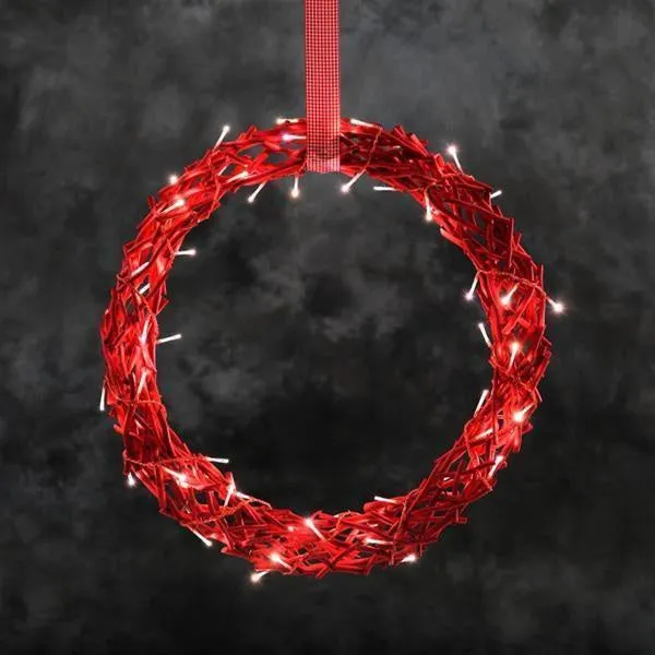Konstsmide Red Wreath of Wooden Twigs with LEDs