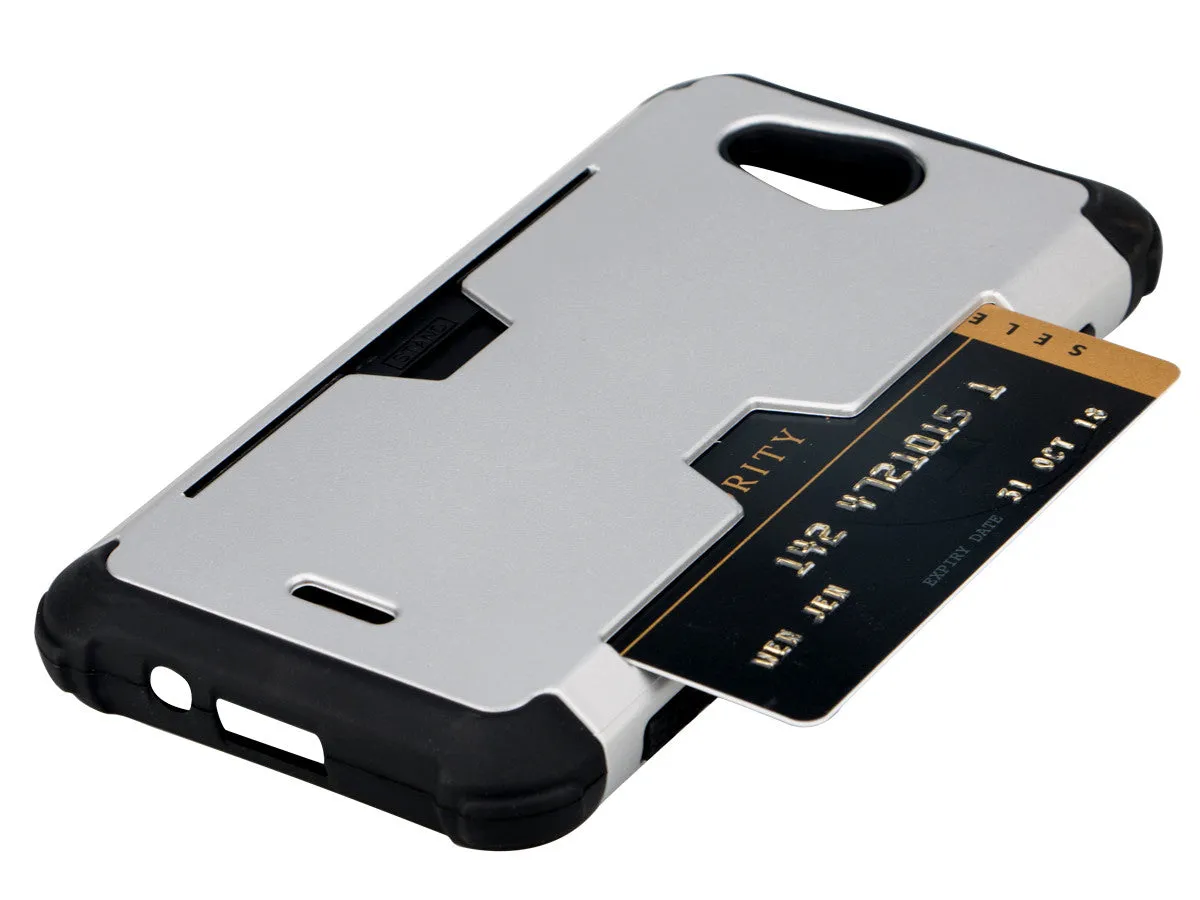 Kyocera Hydro Wave | C6740 Case, Slim Hybrid [Card Slot Insert] Dual Layer [Shock Resistant] Case Cover for Kyocera Hydro Wave - Silver