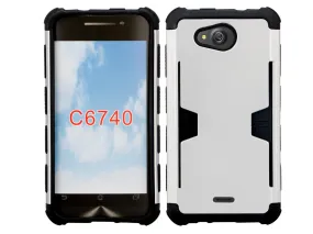 Kyocera Hydro Wave | C6740 Case, Slim Hybrid [Card Slot Insert] Dual Layer [Shock Resistant] Case Cover for Kyocera Hydro Wave - Silver
