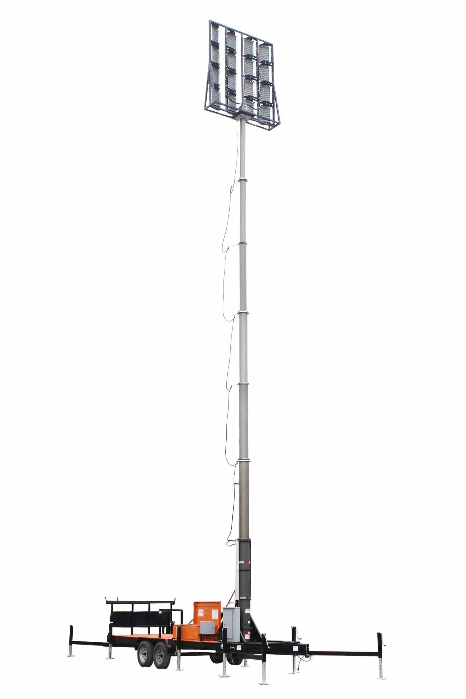 Larson Electronics 112' Hydraulic Megatower™ Light Plant - 33' Trailer - (20) 500W LED Fixtures - 20KW Genset
