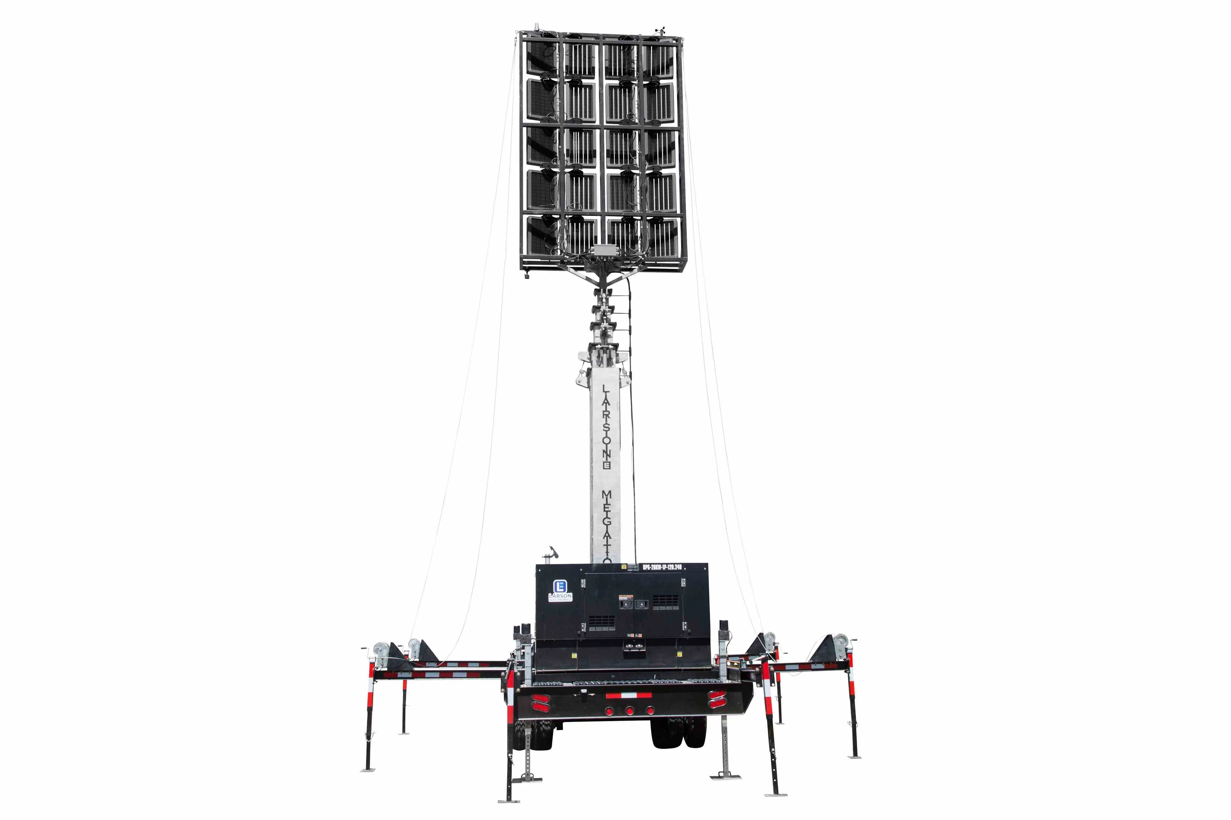 Larson Electronics 112' Hydraulic Megatower™ Light Plant - 33' Trailer - (20) 500W LED Fixtures - 20KW Genset