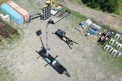 Larson Electronics 112' Hydraulic Megatower™ Light Plant - 33' Trailer - (20) 500W LED Fixtures - 20KW Genset