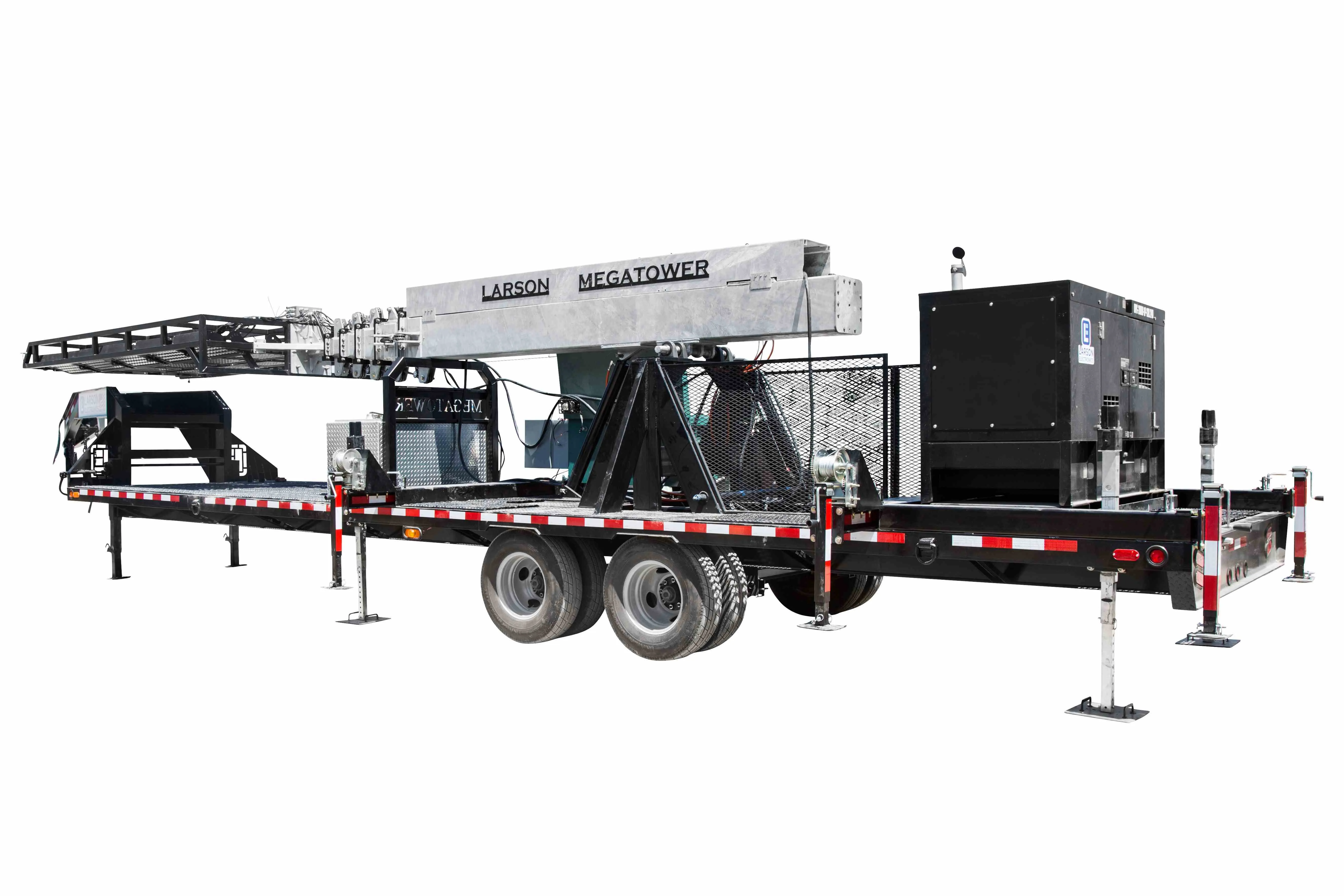 Larson Electronics 112' Hydraulic Megatower™ Light Plant - 33' Trailer - (20) 500W LED Fixtures - 20KW Genset