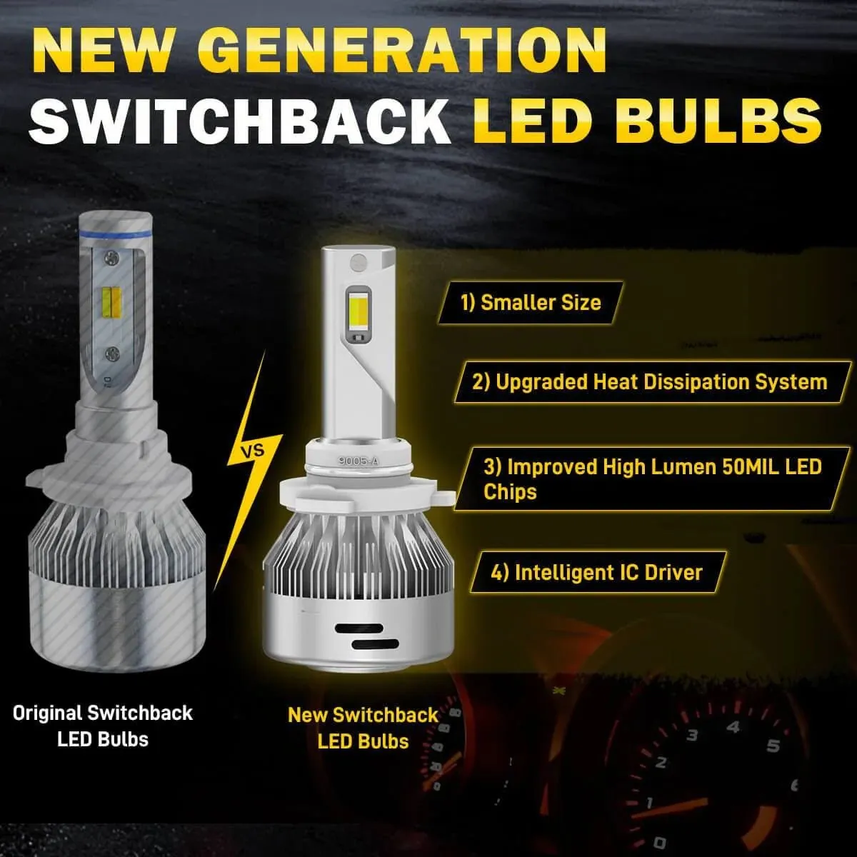 Lasfit LD Plus Switchback 9005 HB3 LED Bulbs Flip Chip 60W 2 Modes | 2 Bulbs